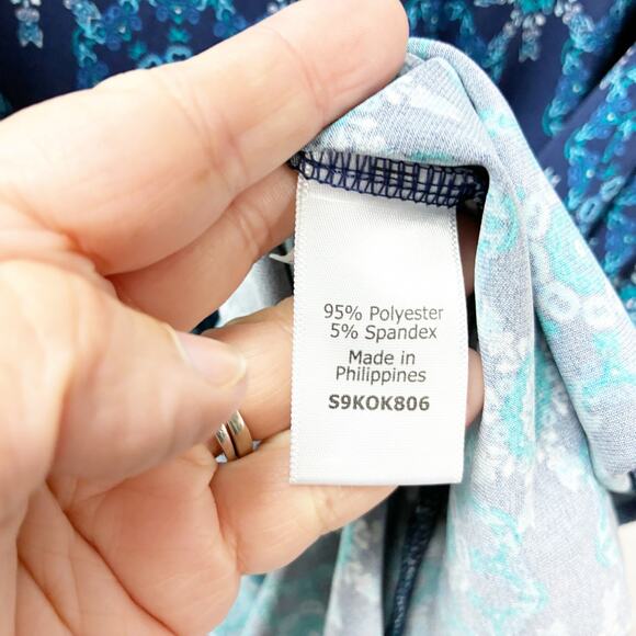 Market & Spruce Stitch Fix Blue Patterned Sleeveless Romper S Women Keyhole - Picture 7 of 11